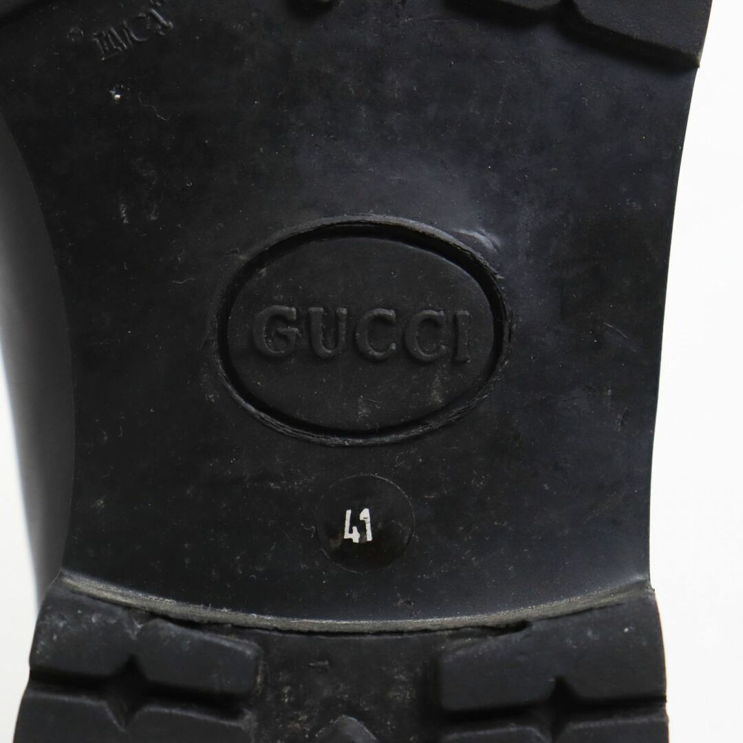 Gucci(グッチ)の極美品●GUCCI グッチ レザー ヴィンテージ ホースビット付き ショートブーツ/アンクルブーツ ブラック×シルバー 41 イタリア製 メンズ メンズの靴/シューズ(ブーツ)の商品写真