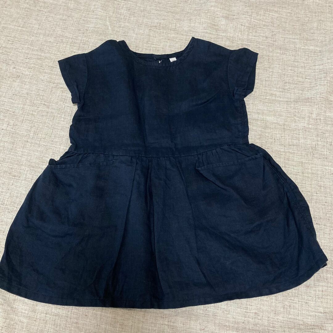 MUJI (無印良品)(ムジルシリョウヒン)の無印　リネン　ワンピース　90 キッズ/ベビー/マタニティのキッズ服女の子用(90cm~)(ワンピース)の商品写真