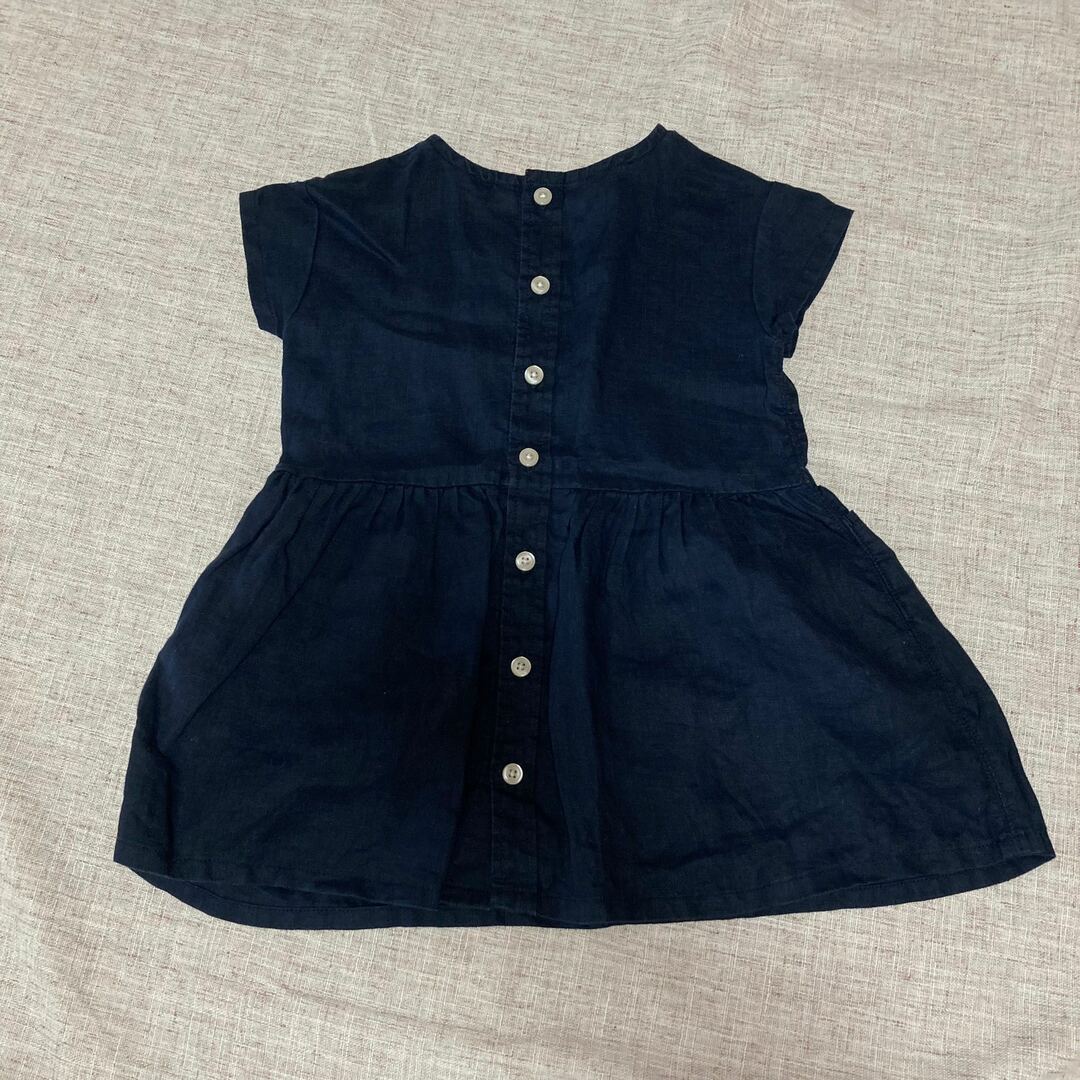 MUJI (無印良品)(ムジルシリョウヒン)の無印　リネン　ワンピース　90 キッズ/ベビー/マタニティのキッズ服女の子用(90cm~)(ワンピース)の商品写真