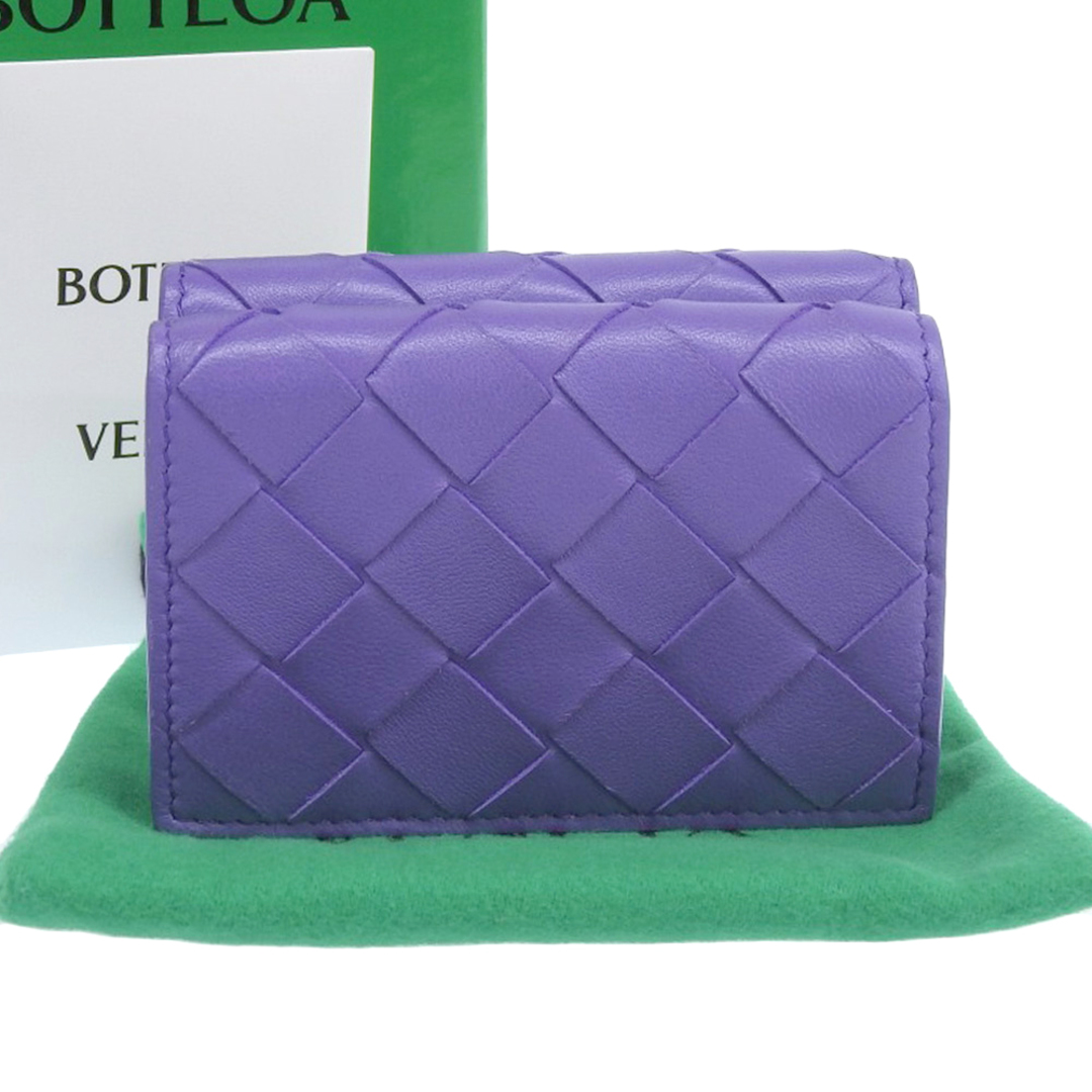 【本物保証】 箱・布袋付 超美品 ボッテガヴェネタ BOTTEGA VENETA イントレチャート タイニー 三つ折り財布 コンパクト ウォレット 667036