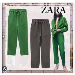 ザラ(ZARA)のta様専用　新品未使用品　Zara スラウチーリネンブレンドパンツ　M(カジュアルパンツ)