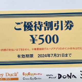 東和フード株主優待　1500円分(レストラン/食事券)