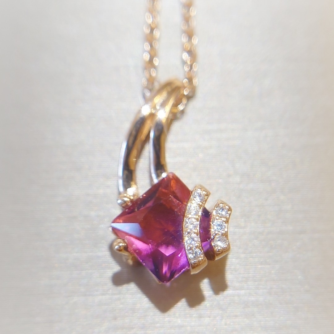 1477 高級 sona ダイヤモンド ルビー 人工石 ネックレス スクウェア レディースのアクセサリー(ネックレス)の商品写真