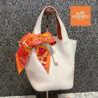 エルメス(Hermes)の美品 ★ 正規品 エルメス ピコタン PM トートバッグ ホワイト/オレンジ(トートバッグ)