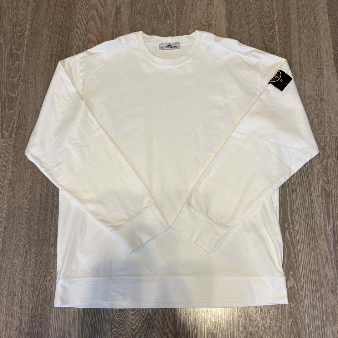 ストーンアイランド◆ヘビーコットン ロゴパッチスウェットTシャツ◆ホワイト