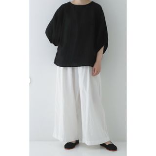 ネストローブ(nest Robe)のネストローブリネンバルーンブラウス　黒(シャツ/ブラウス(半袖/袖なし))