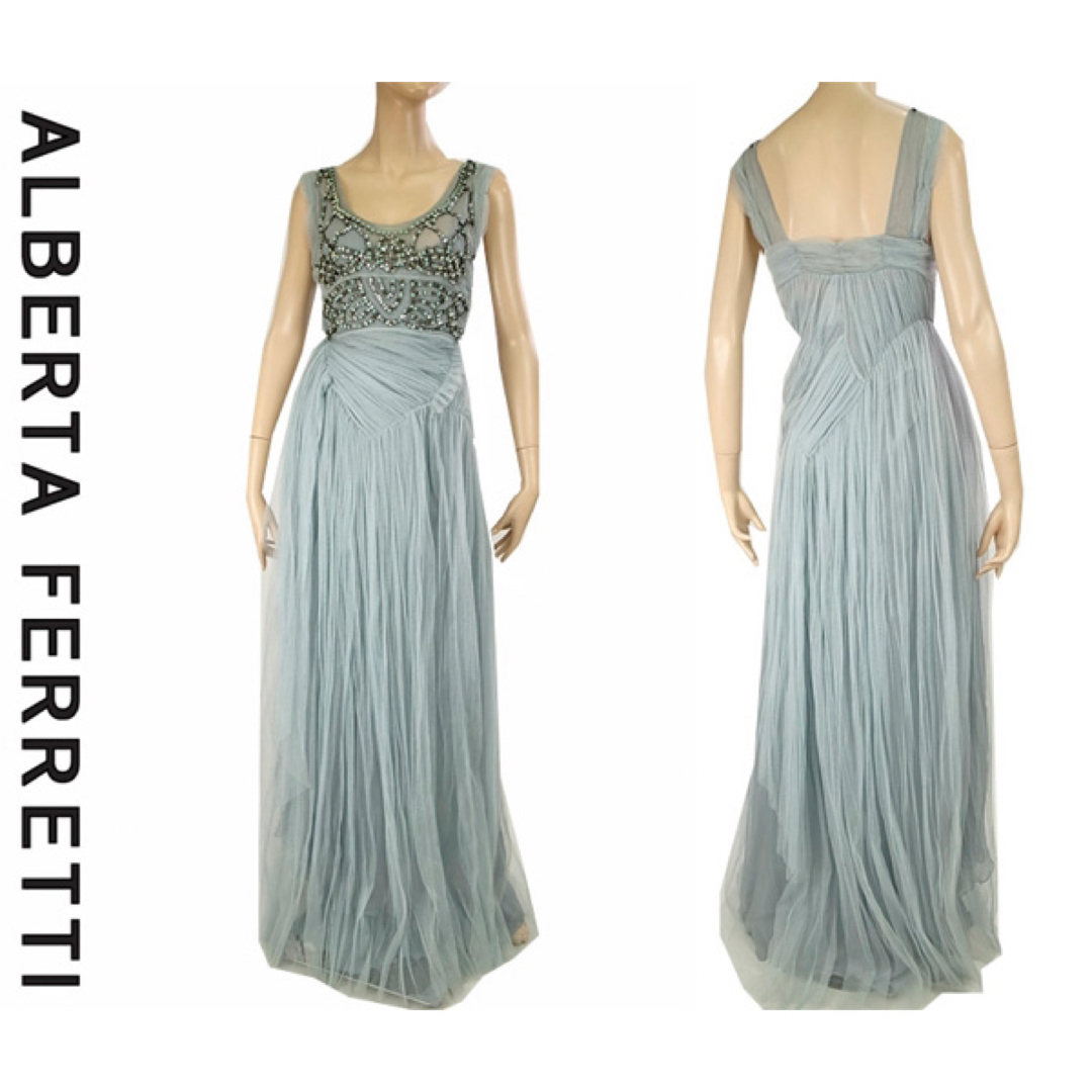 ALBERTA FERRETTI ロングドレス(黒色、ゴールド)サイズ40 美品