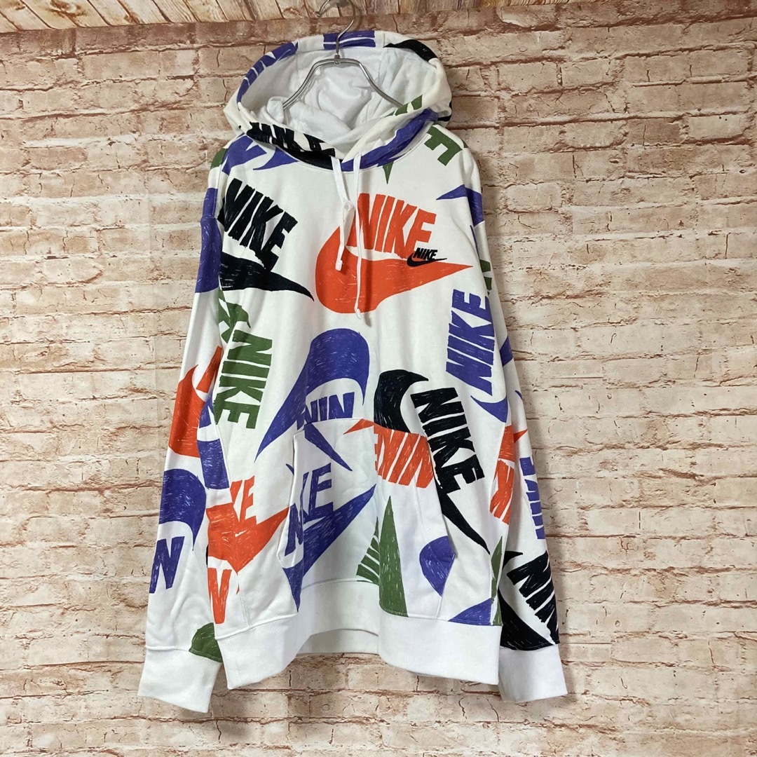 【ラスト1点】人気 NIKE プルオーバー パーカー スウッシュ 総柄 XL