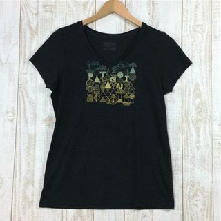 パタゴニア(patagonia)のWOMENs S  パタゴニア オーガニック コットン / ポリ Vネック Tシャツ PATAGONIA 38946 グレー系(その他)