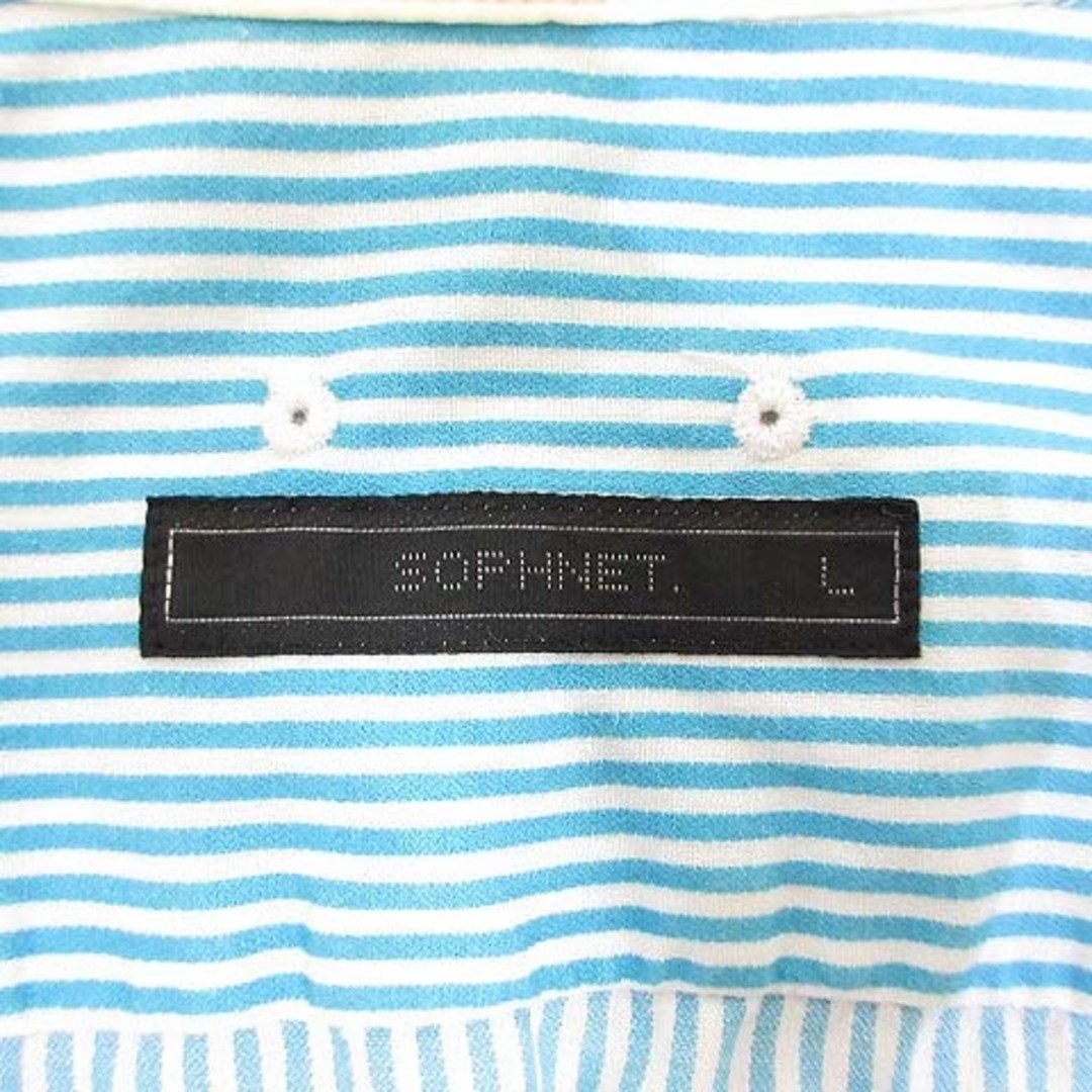 SOPHNET.(ソフネット)のソフネット SOPHNET. 半袖 ストライプ柄 シャツ L ブルー 日本製 メンズのトップス(シャツ)の商品写真