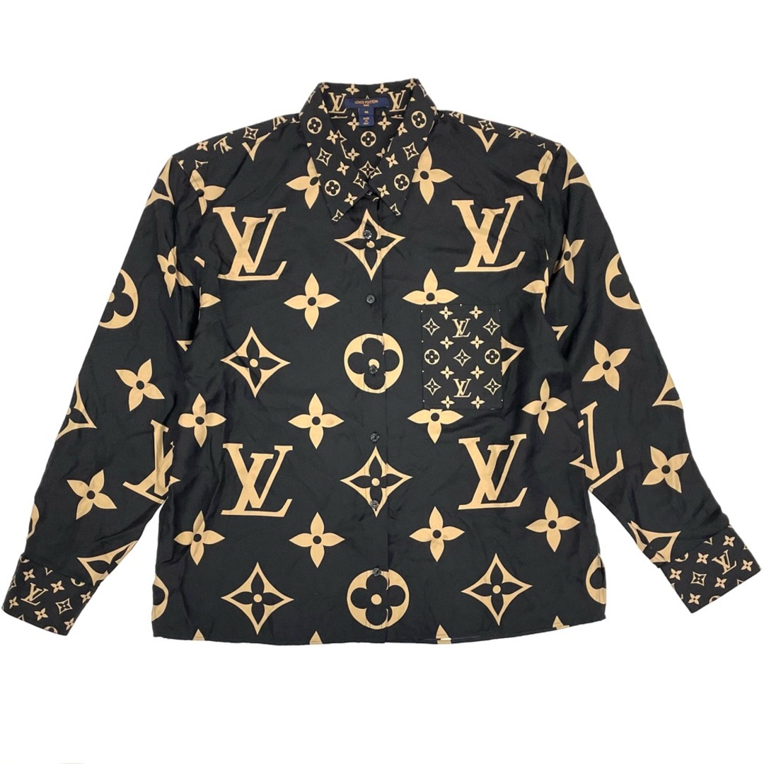 【値下げ中】LOUIS VUITTON ルイヴィトン 長袖シャツ ミックスモノグラム マスキュリンシャツ トップス アパレル 服 RW212W FM3  FLBL38 46 ブラック 黒 ベージュ シルク レディース【中古品】 | フリマアプリ ラクマ