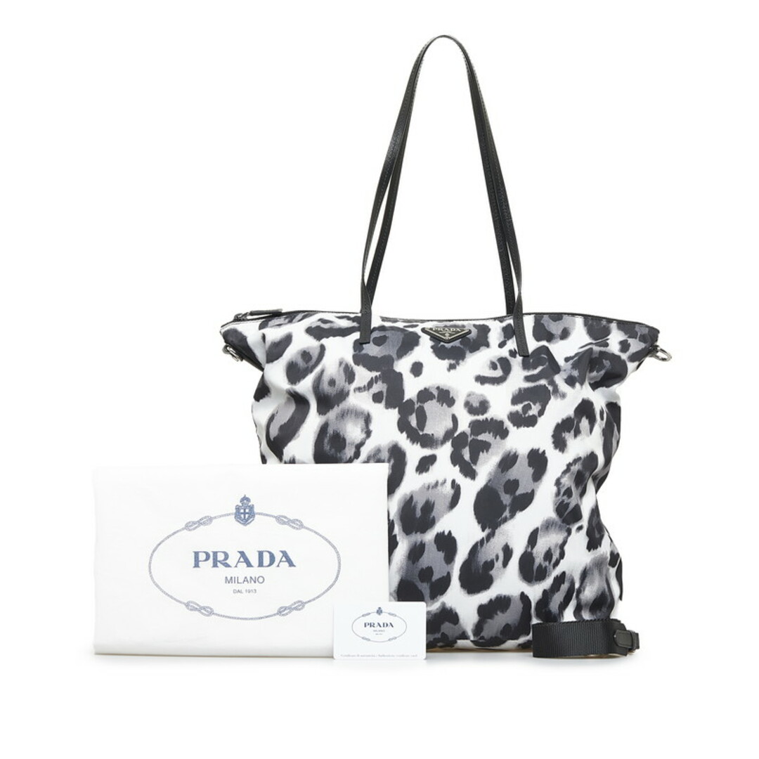 美品 プラダ ロゴプレート レオパード 豹 トートバッグ ショルダーバッグ 2WAY 1BG189 ナイロン レディース PRADA 【222-06837】