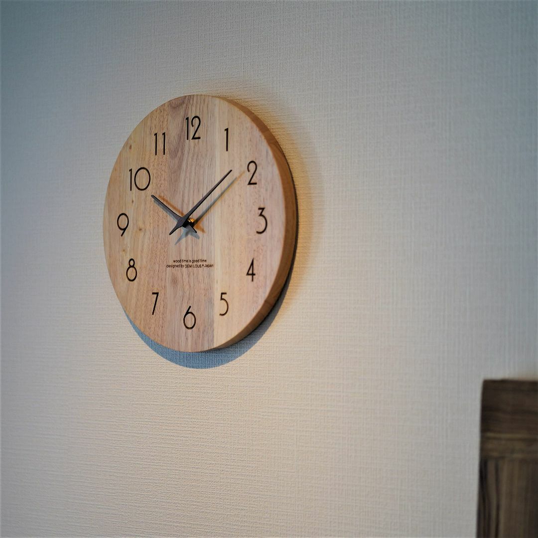 【色:B.文字あり/木製針】掛け時計 木製 壁掛け時計 おしゃれ ナチュラル 無