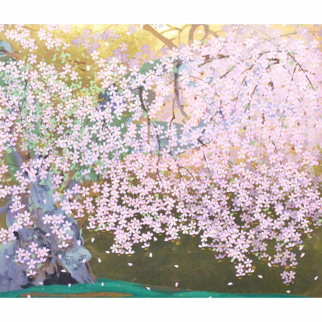 中島千波「上賀茂神社の御所桜」シルクスクリーン8号 手張り本 中島千波「上賀茂神社の御所桜」シルクスクリーン8号 手張り本