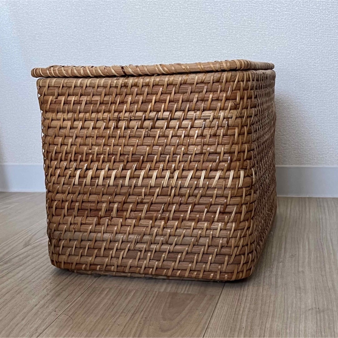 MUJI (無印良品) - 無印良品 重なるラタン長方形バスケット・大 MUJI (無印良品) - 無印良品 重なるラタン長方形バスケット・大