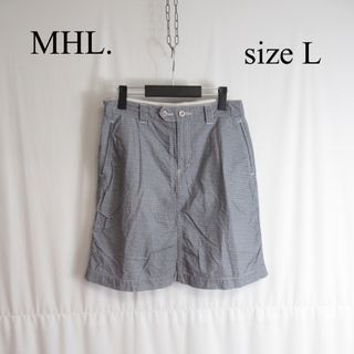 マーガレットハウエル(MARGARET HOWELL)のMHL. コットン ワイド スカート ひざ丈 ボトムス 千鳥柄 アングローバル(ひざ丈スカート)