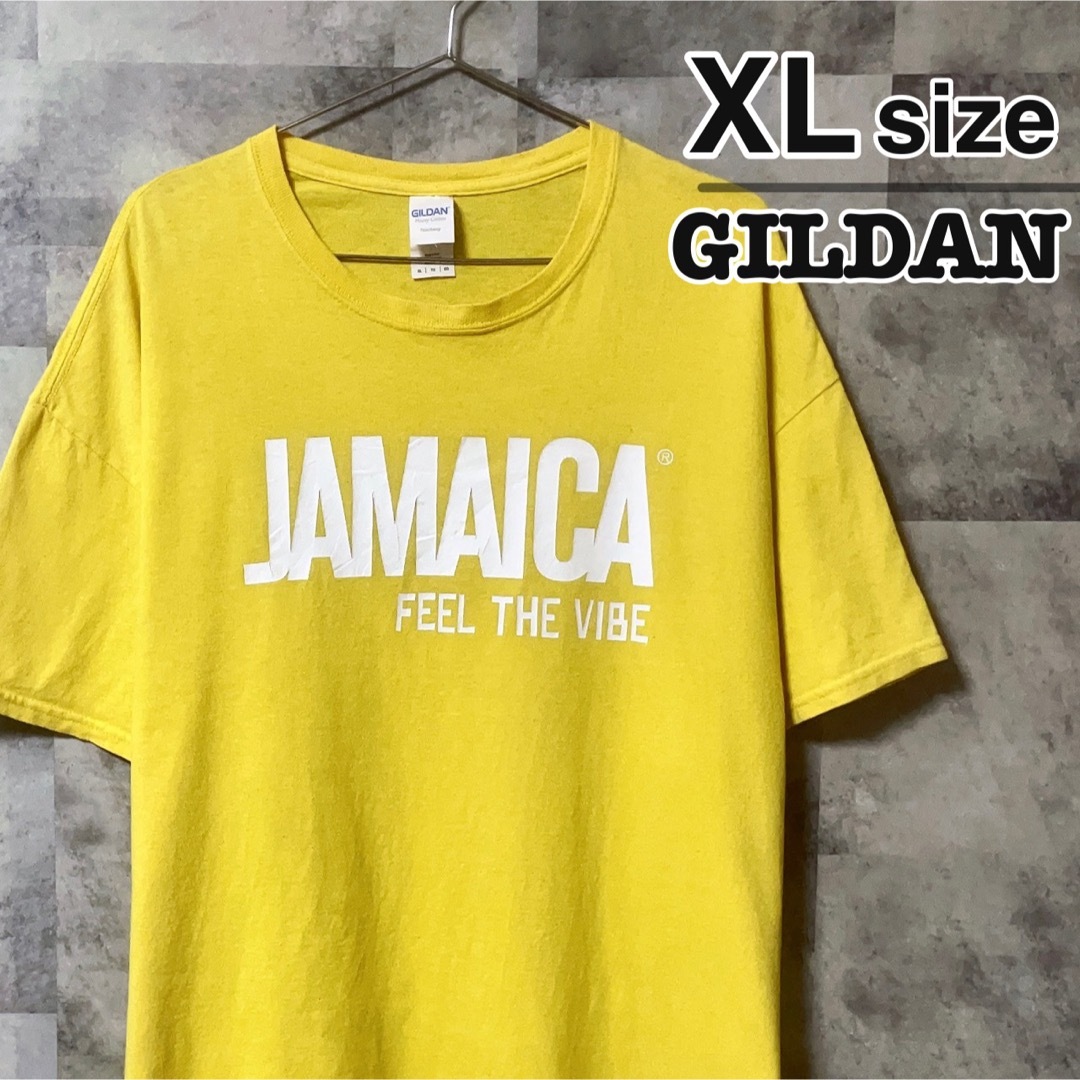 GILDAN(ギルタン)のGILDAN　Tシャツ　イエロー　黄色　プリント　USA古着　JAMAICA メンズのトップス(Tシャツ/カットソー(半袖/袖なし))の商品写真