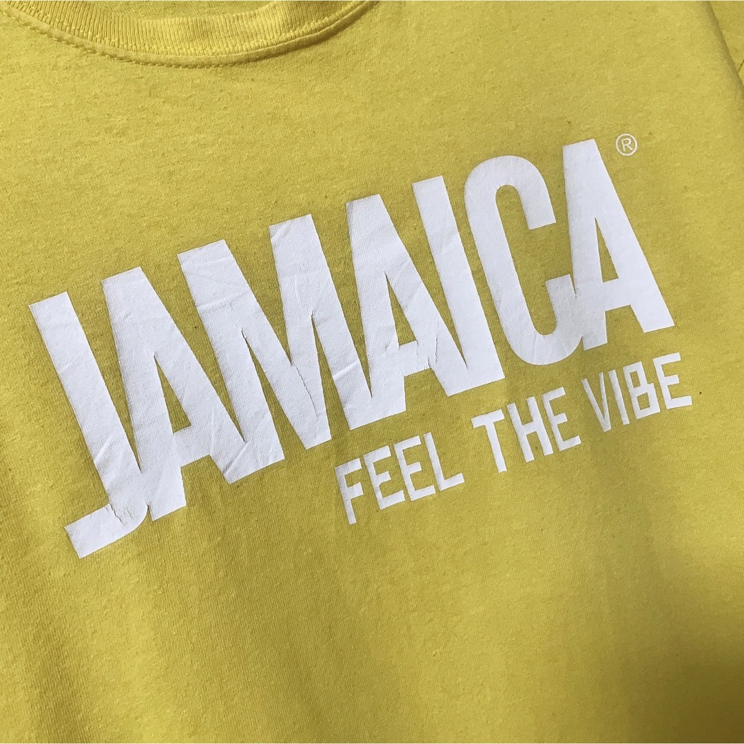 GILDAN(ギルタン)のGILDAN　Tシャツ　イエロー　黄色　プリント　USA古着　JAMAICA メンズのトップス(Tシャツ/カットソー(半袖/袖なし))の商品写真