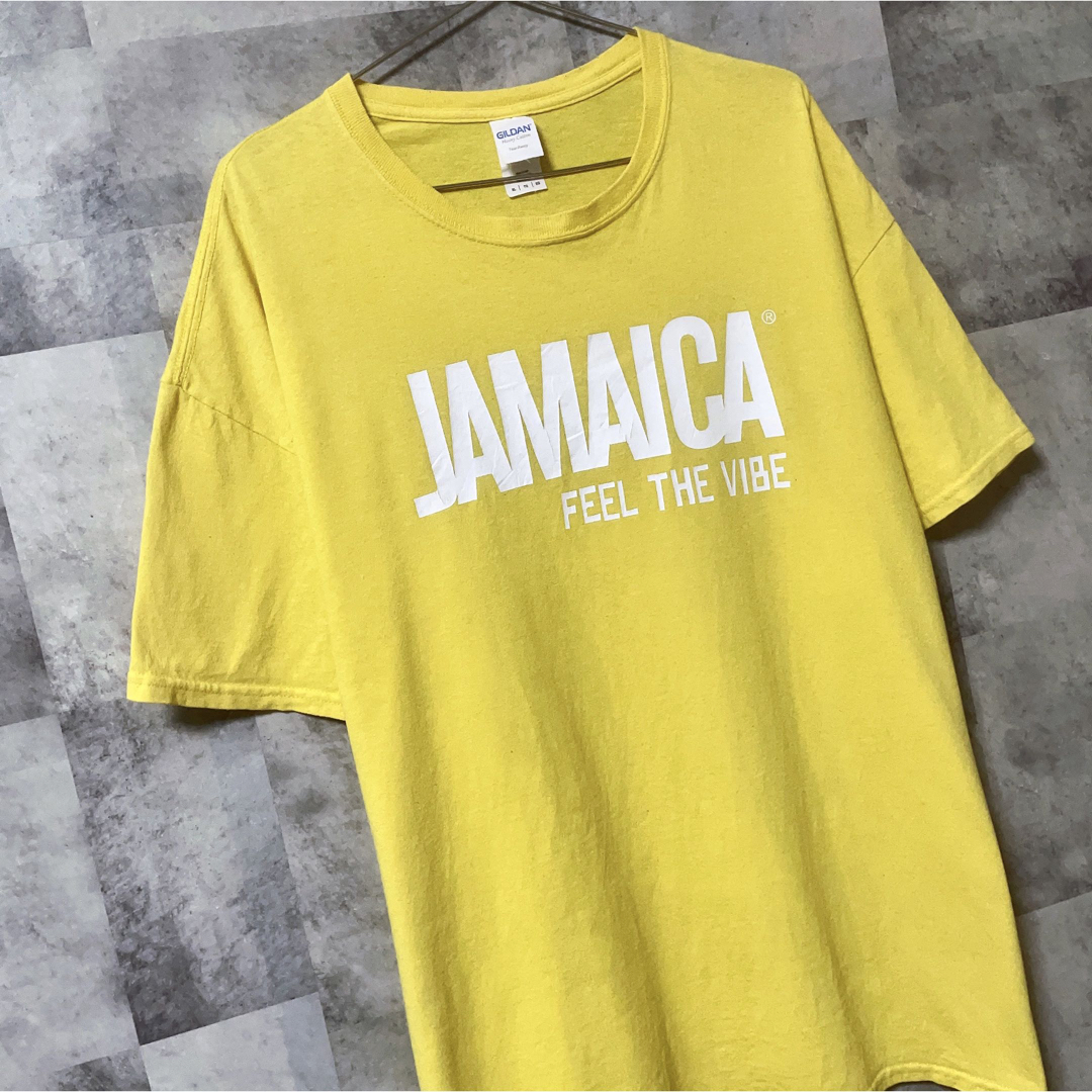 GILDAN(ギルタン)のGILDAN　Tシャツ　イエロー　黄色　プリント　USA古着　JAMAICA メンズのトップス(Tシャツ/カットソー(半袖/袖なし))の商品写真