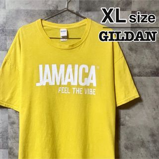 ギルタン(GILDAN)のGILDAN　Tシャツ　イエロー　黄色　プリント　USA古着　JAMAICA(Tシャツ/カットソー(半袖/袖なし))