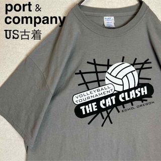 ポートアンドカンパニー バレーボールT シャツ　アメリカ古着　灰色　グレー XL(Tシャツ/カットソー(半袖/袖なし))