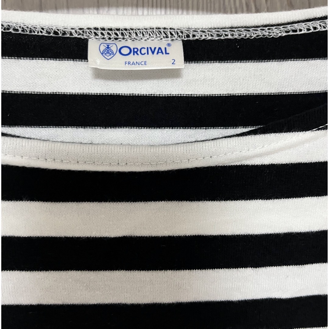 ORCIVAL(オーシバル)の★オーチバル* 黒白ボーダー トップス サイズ２M相当　ORCIVAL 七部 レディースのトップス(カットソー(長袖/七分))の商品写真