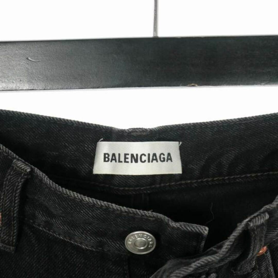 Balenciaga(バレンシアガ)のバレンシアガ ストレート デニムパンツ ジーンズ ダメージ加工 27 黒  レディースのパンツ(デニム/ジーンズ)の商品写真