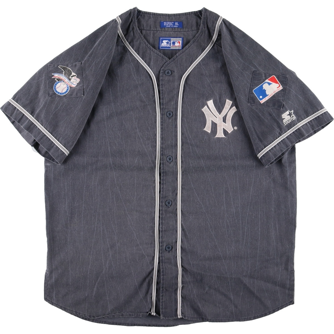 スターター STARTER MLB NEW YORK YANKEES ニューヨークヤンキース ゲームシャツ ベースボールシャツ メンズXL /eaa348330