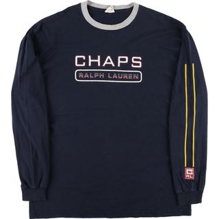 ラルフローレン(Ralph Lauren)の古着 90年代 ラルフローレン Ralph Lauren CHAPS チャップス 袖プリント ロングTシャツ ロンT メンズXL ヴィンテージ /eaa349587(Tシャツ/カットソー(半袖/袖なし))