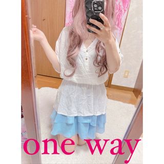 ワンウェイ(one*way)の5231.one way 背中レース ウエスト絞り チュニックシャツ(シャツ/ブラウス(半袖/袖なし))