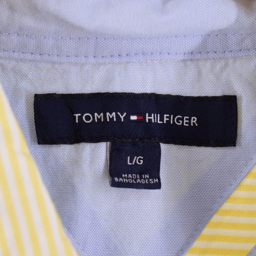 TOMMY HILFIGER(トミーヒルフィガー)の古着 トミーヒルフィガー TOMMY HILFIGER 半袖 ボタンダウン ストライプシャツ メンズL /eaa349393 メンズのトップス(シャツ)の商品写真