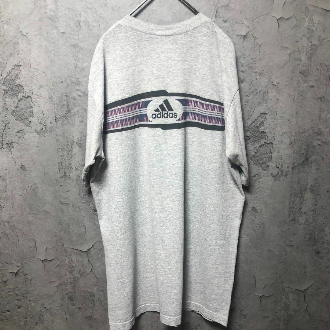 adidas(アディダス)の【adidas】Tシャツ ワンポイント ビッグロゴ グレー US古着 メンズのトップス(Tシャツ/カットソー(半袖/袖なし))の商品写真