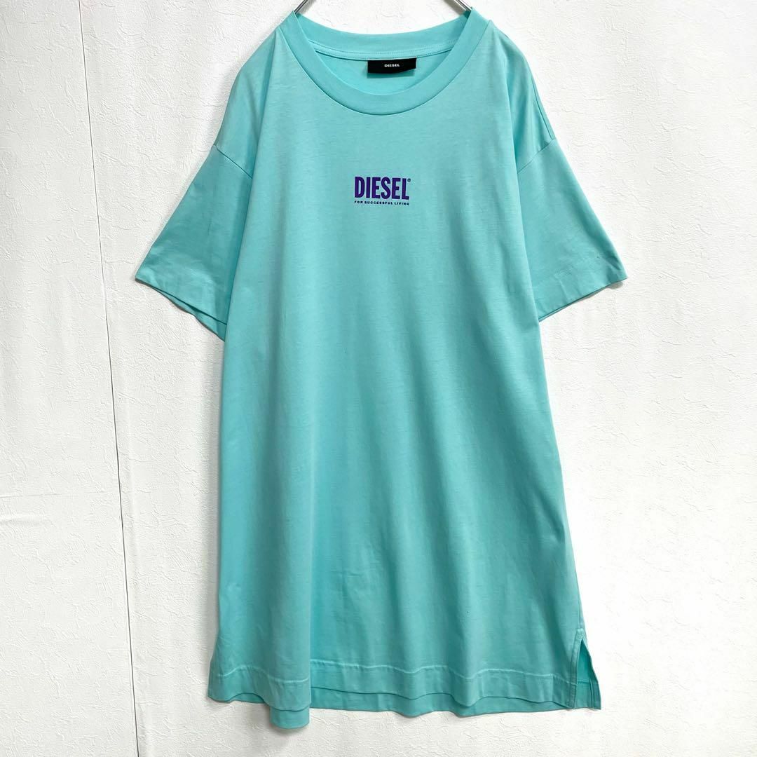 ディーゼル　DIESEL　ワンポイント　Tシャツワンピース　ライトブルー　XS