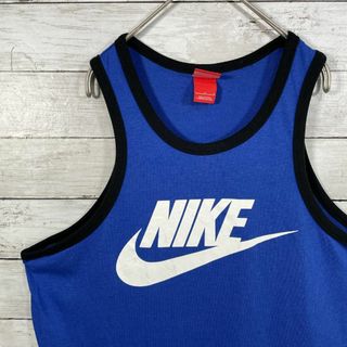 ナイキ(NIKE)の①09R NIKE バスケ タンクトップ ビッグロゴ ブルー メンズ夏物古着(タンクトップ)