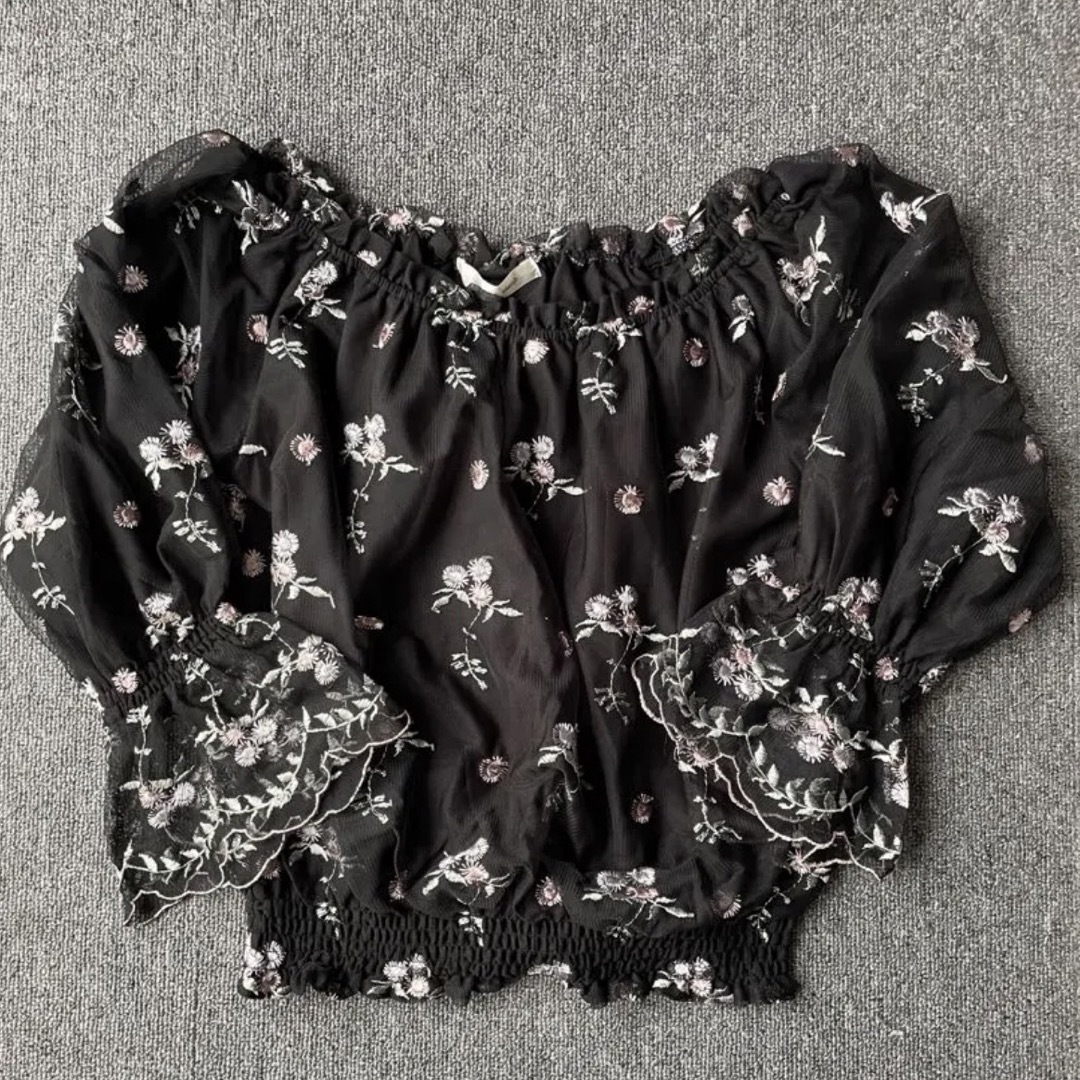 natural couture(ナチュラルクチュール)のナチュラルクチュール姉妹店 オーガンジー 刺繍 ブラウス レディースのトップス(シャツ/ブラウス(長袖/七分))の商品写真