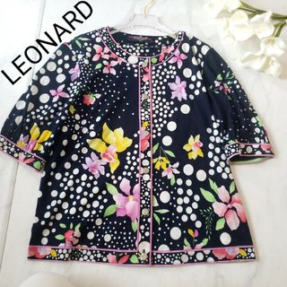 LEONARD - LEONARD ドット柄x花柄ブラウス LLサイズコットン