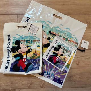 【新品未使用】Disney ディズニー　大サイズショップ袋風手提げバッグ　巾着袋(キャラクターグッズ)