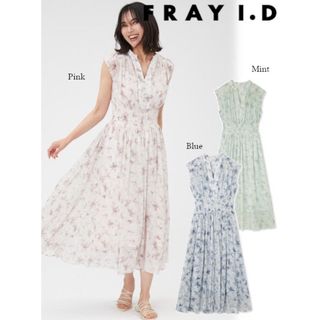 フレイアイディー(FRAY I.D)の FRAY I.D（フレイ アイディー） ラインアートシフォンクレープワンピース(ロングワンピース/マキシワンピース)