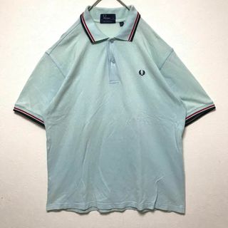 フレッドペリー(FRED PERRY)のフレッドペリー 刺繍 ポロシャツ 半袖 ブルー 襟袖ライン 英国製鹿の子(ポロシャツ)