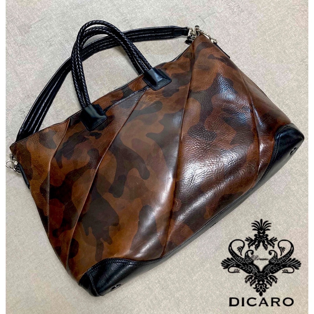 DICARO/ディカロ/レザーボストンバッグ/カモフラージュ/2way