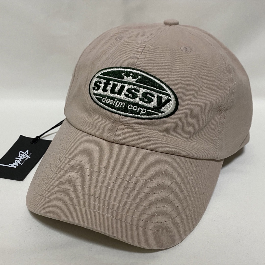 海外限定　STUSSY ステューシー　オーバル　ロゴ　ロー　キャップ　ベージュ