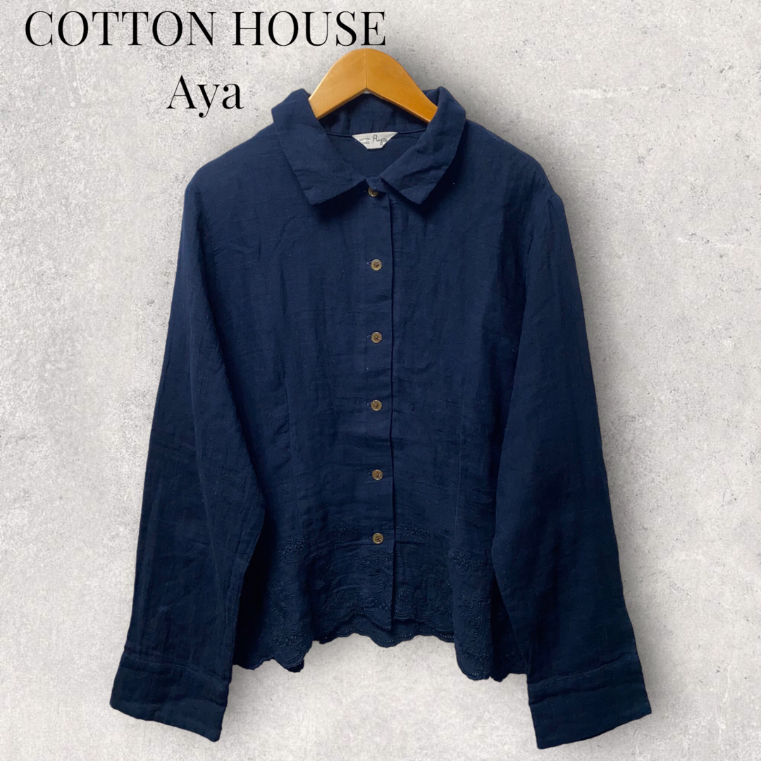 コットンハウスアヤ スカラップ刺繍レースブラウス COTTONHOUSE Aya