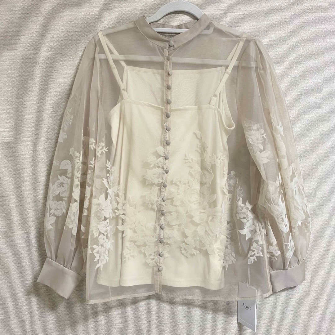 【新品・Ameri VINTAGE】2WAY HAZE FLOWERBLOUSE