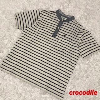 クロコダイル(Crocodile)のクロコダイル カットソー 刺繍ロゴ Mサイズ ボーダー(Tシャツ/カットソー(半袖/袖なし))