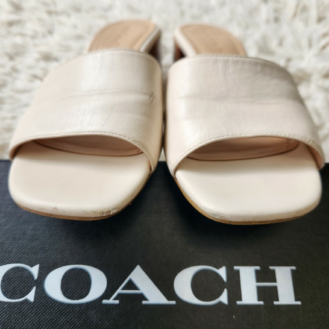 【COACH】マギーサンダル　ホワイト　ミュール　７size　23.5~24cm