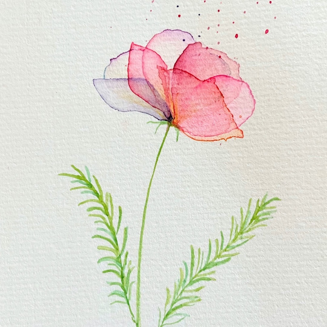 水彩画 絵画 原画『一輪の花』
