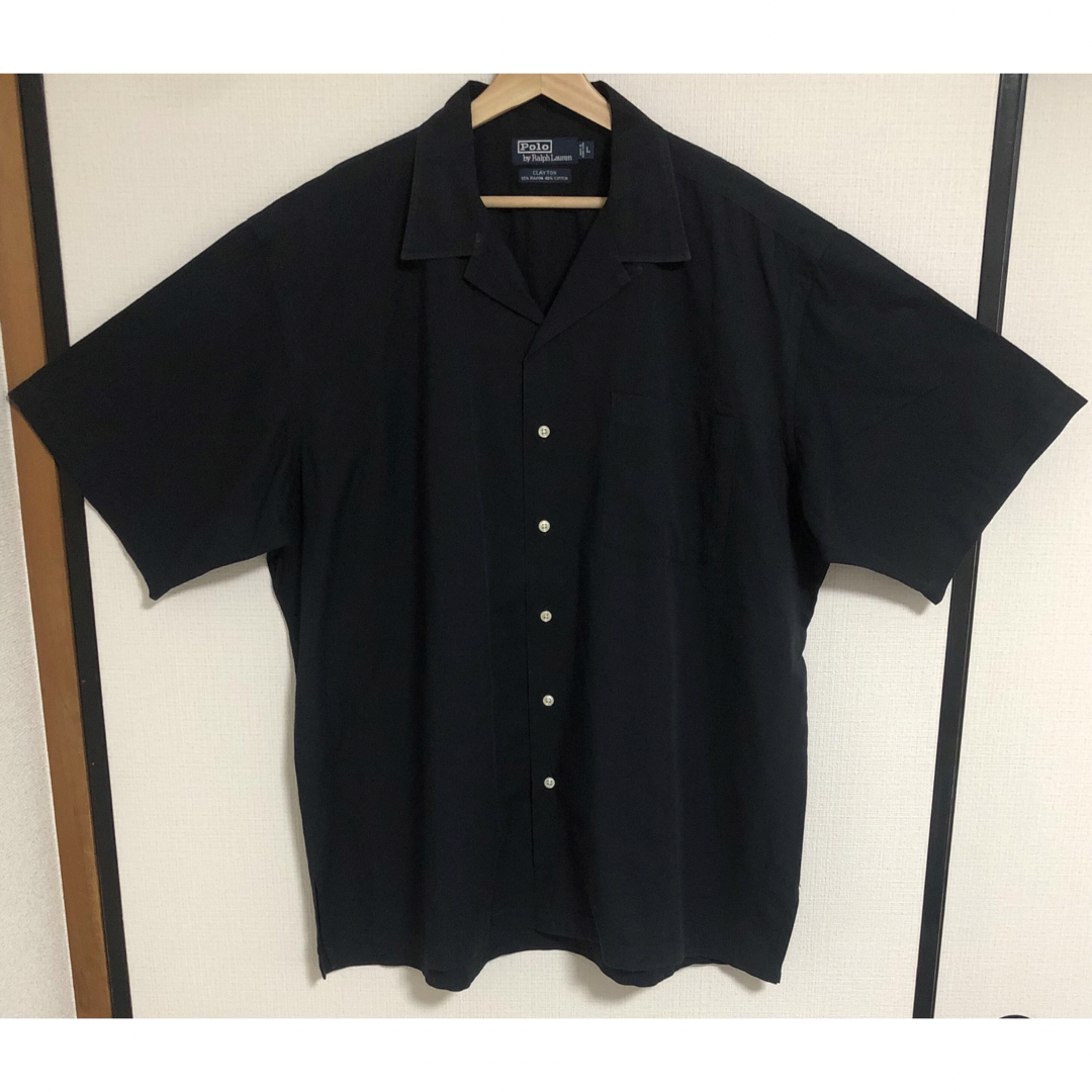 POLO RALPH LAUREN(ポロラルフローレン)の希少レーヨンコットン黒90s ポロ ラルフローレン オープンカラー 開襟 シャツ メンズのトップス(シャツ)の商品写真