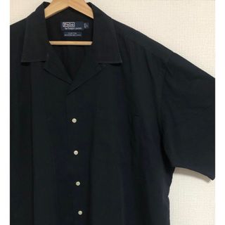 ポロラルフローレン(POLO RALPH LAUREN)の希少レーヨンコットン黒90s ポロ ラルフローレン オープンカラー 開襟 シャツ(シャツ)