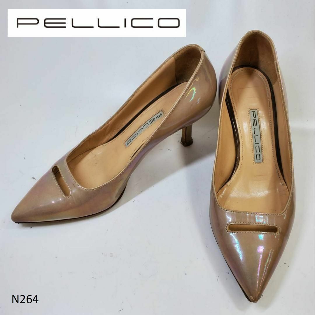 PELLICO NEBI フラットシューズ 35 ブラウン ポインテッドトゥご連絡