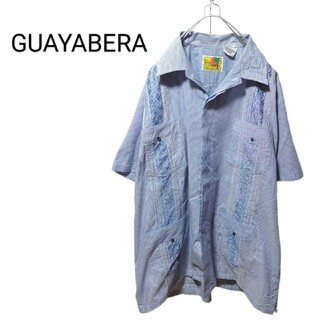 【GUAYABERA】刺繍入り ストライプ キューバシャツ A-996(シャツ)